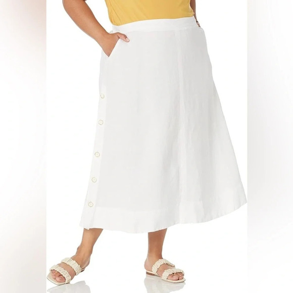 Linen white midi maxi skirt - Picture 1 of 7